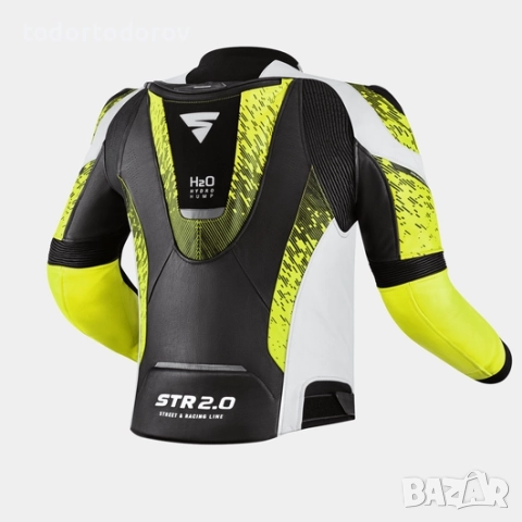 Кожено мото яке SHIMA STR 2.0 White/Fluo гърбица,протектори,вентилация, снимка 2 - Аксесоари и консумативи - 51531123