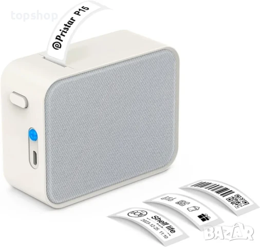 НОВ етикетен ( стикери ) принтер за телефон Pristar P15 с включена ролка. Съвместим с iOS, Android