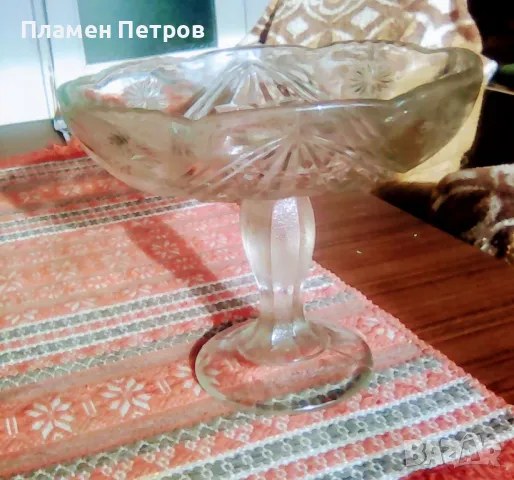 Продавам кристална фруктиера  изработка началото на 1950 г, снимка 4 - Декорация за дома - 48399010