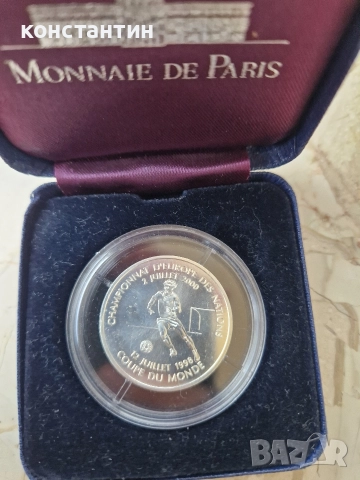 сребърна монета 1 франк 2000г футбол, снимка 2 - Нумизматика и бонистика - 52883467