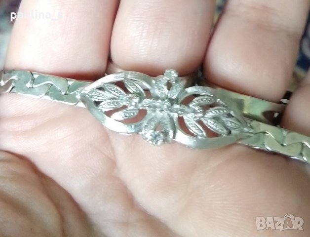 Антична бижутерия / гривна сребро 925 с прозрачни топази, снимка 8 - Гривни - 28742592