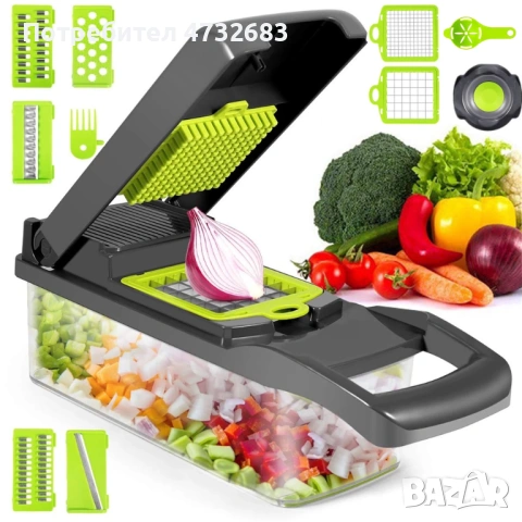 16 в 1 Ръчен Чопър за Зеленчуци с Контейнер и Рендета, снимка 8 - Аксесоари за кухня - 53573604