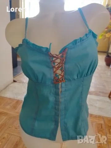 Секси синьо потниче с връзки , снимка 2 - Корсети, бюстиета, топове - 49545242