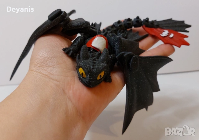 Играчка 3D принтиран дракон с подвижни крака, опашка, глава, тяло, криле, снимка 3 - Фигурки - 53398189