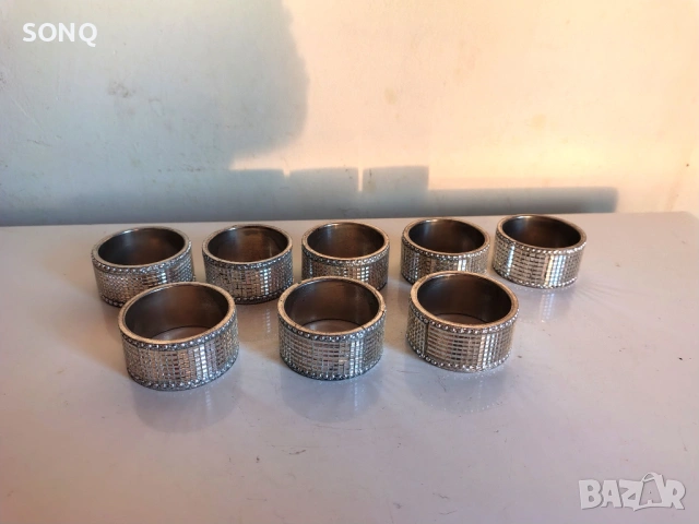 Посребрени Пръстени За Салфетки Със Кристали