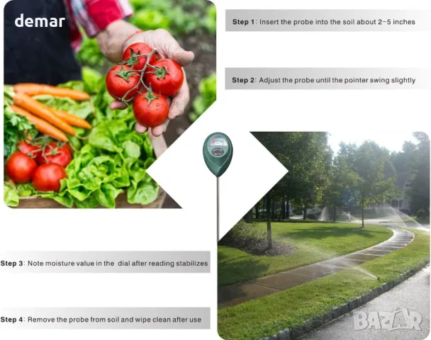 XLUX измервател на влажността на почвата, монитор за вода на растенията, не са необходими батерии, снимка 3 - Други - 49885894