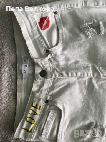 РЪЧНО нарисувани бели дънки!, снимка 2 - Дънки - 40672440