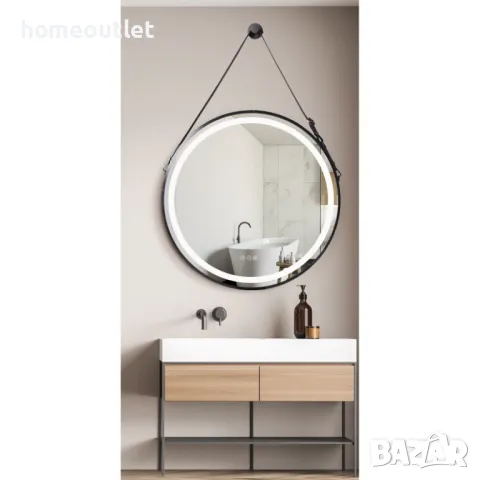 ПРОМОЦИЯ Стенно LED огледало с различни възможности за монтиране, 60см - LUVODI XMR-Y28-668-BK-EU, снимка 9 - Огледала - 49677182