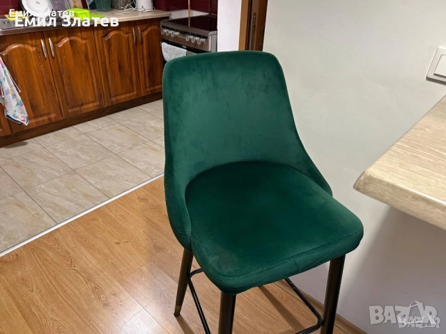 К-Т маса и Бар СТОЛОВЕ 2БР тъмнозелени/кадифе, снимка 4 - Столове - 52480796