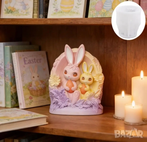 Молд две зайчета с яйце (5), снимка 4 - Форми - 53088748