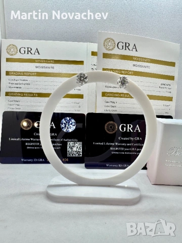 Сребърни обеци с мойсанит (Диамант) 1 карат, снимка 3 - Обеци - 53330782