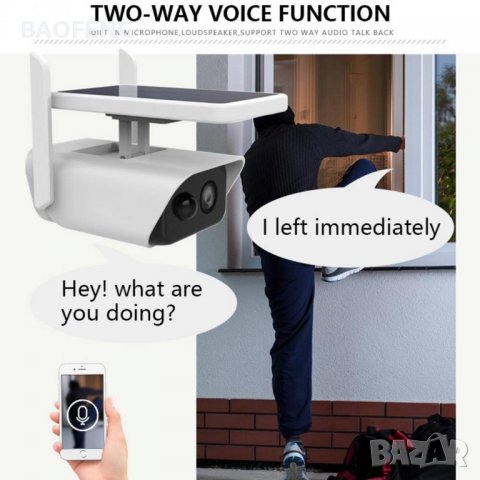 *Промо █▬█ █ ▀█▀ СОЛАРНА IP КАМЕРА 1080P WIFI IP66 безжична външен монтаж  IR Motion Detection