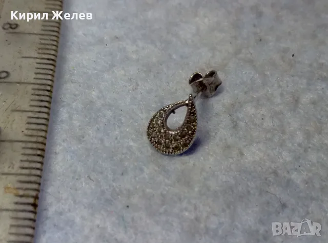 НЕЖНА СКЪПОЦЕННА СРЕБЪРНА ОБИЦА РОДИРАНО СРЕБРО 925 с ИСКРЯЩИ ЦИРКОНИ АРТ ОБЕЦА 48665, снимка 2 - Обеци - 49733940