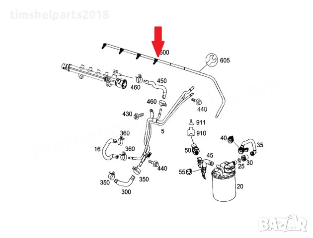 Маркуч излишно гориво за Mercedes W246 W204 W205 C117 X218 W212 Sprinter, снимка 3 - Части - 43144690