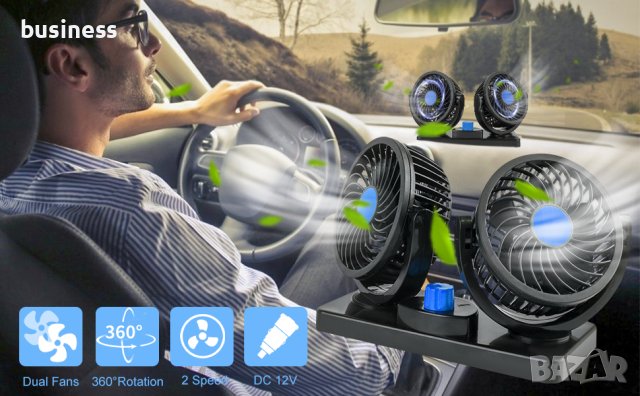 Двоен Вентилатор ураганен вятър кола камион 12V и 24V климатик, снимка 3 - Аксесоари и консумативи - 40515306