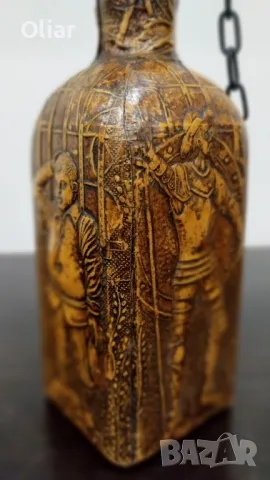 Чудесна винтидж бутилка за алкохол . Кожа., снимка 4 - Антикварни и старинни предмети - 50261509