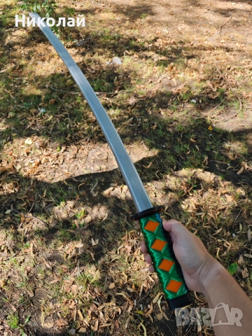 Меч катана с хамелеонова зелено и синя оплетка и разтегателно острие, снимка 4 - Образователни игри - 51573986