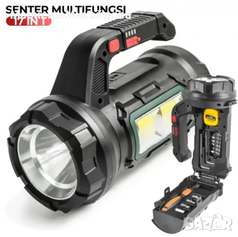 Фенер - прожектор с инструменти. Надежден партньор във всяка ситуация