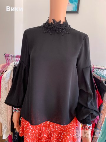 Черна блуза риза Zara , снимка 1 - Блузи с дълъг ръкав и пуловери - 40818802