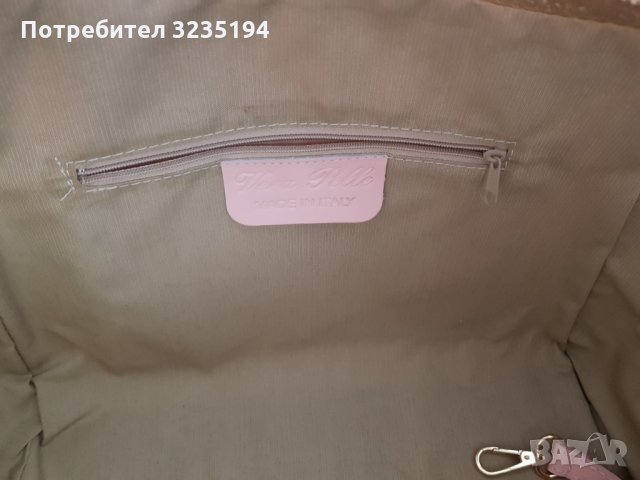 Златно-розова кожена чанта, снимка 3 - Чанти - 35238456