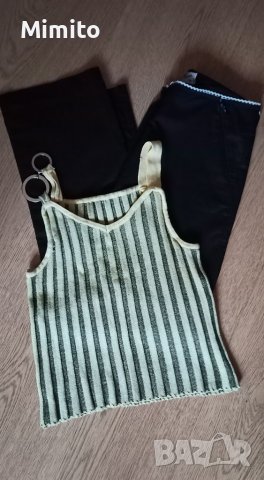 Лот панталон с цепки и къс плетен топ Zara, снимка 1