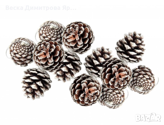 Комплект от 6 или 12 броя коледни шишарки, снимка 9 - Декорация за дома - 52301499