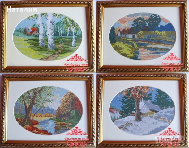 Ръчно бродирани гоблени с рамки, снимка 3 - Гоблени - 53122971