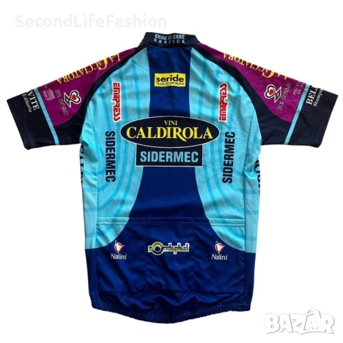Винтидж колоездачна фланелка Vini Caldirola Cidermec Nalini, мъжка Вело тениска размер L, снимка 6 - Спортни дрехи, екипи - 53278575