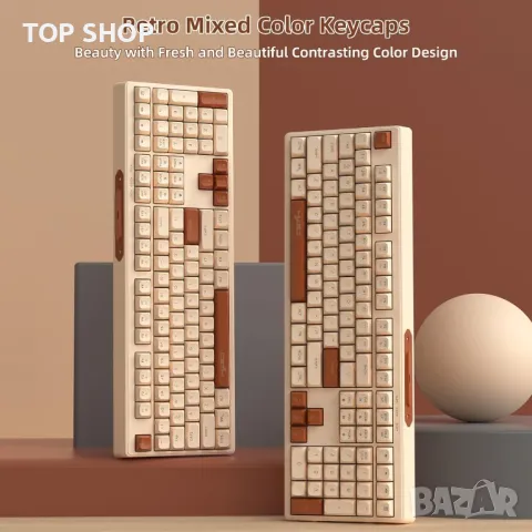 MAMBASNAKE V300 Retro 108 клавишна кабелна клавиатура с RGB подсветка, снимка 6 - Клавиатури и мишки - 49963185