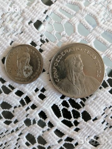 2 монети от 1 и 5 швейцарски франка, снимка 2 - Нумизматика и бонистика - 33626365