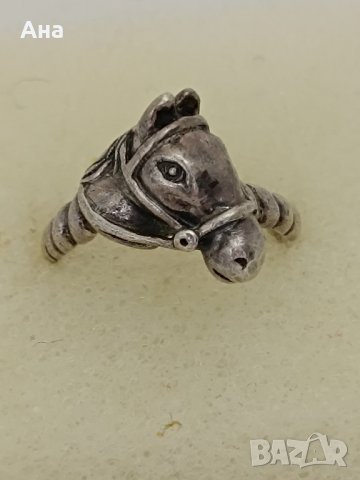 Сребърен пръстен кон Буква ББ, снимка 1