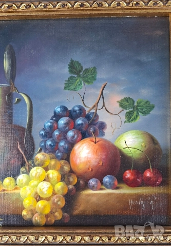 Картина натюрморт с плодове - масло върху платно, снимка 3 - Картини - 52791028