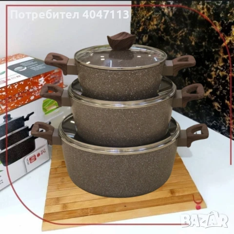 Комплект от 3 алуминиеви тенджери с капак, снимка 2 - Съдове за готвене - 51372139