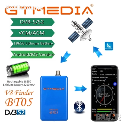 GTMEDIA V8 BT05 Sat Sattelite Finder Сателитен търсач Цифров DVB S2 Сат Финдер 