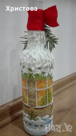 Коледна бутилка, снимка 3 - Декорация за дома - 27224297