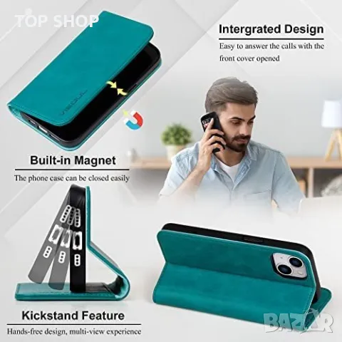 Нов калъф кейс за телефон от естествена кожа iPhone 14 Защита Айфон, снимка 4 - Калъфи, кейсове - 49239107