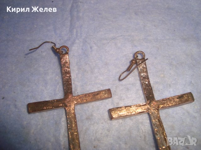 СТИЛНИ КРАСИВИ ЗЛАТИСТИ с ФАСЕТИРАНИ КРИСТАЛИ АРТ ОБЕЦИ КРЪСТООБРАЗНИ 27489, снимка 10 - Обеци - 36983009