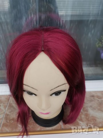Нова  права червена перука БОБ без бретон - 35см- мод.96, снимка 4 - Аксесоари за коса - 23030464