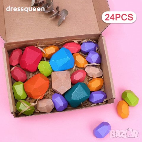 3607 Игра с дървени цветни камъчета за баланс, снимка 6 - Други стоки за дома - 37485079