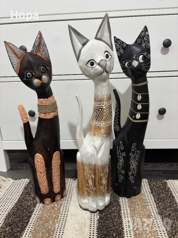 Котки от дърво , снимка 2 - Статуетки - 36372357