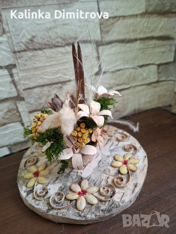 Декорация с цветя от брезова кора., снимка 7 - Декорация за дома - 53099884