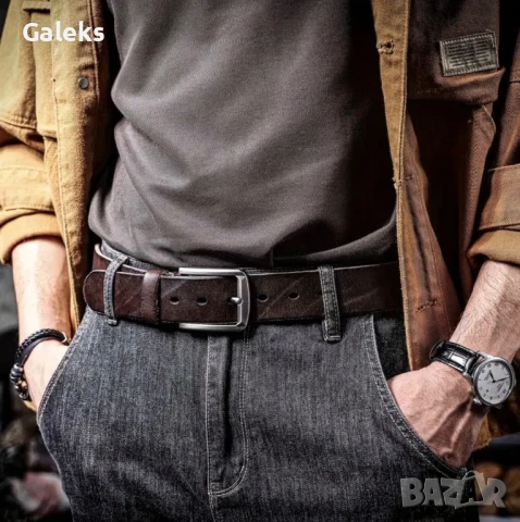 Луксозен, Мъжки, Спортен кожен колан S.WORKER* с кутия /Върхова телешка кожа!, снимка 6 - Колани - 50561964