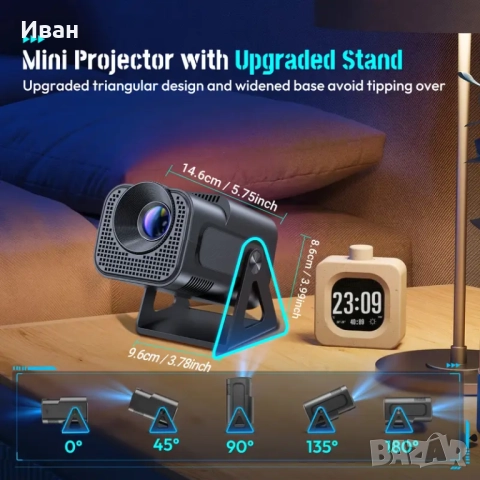 Преносим видео проектор XGODY Gimbal 5 Mini, снимка 10 - Плейъри, домашно кино, прожектори - 51770828