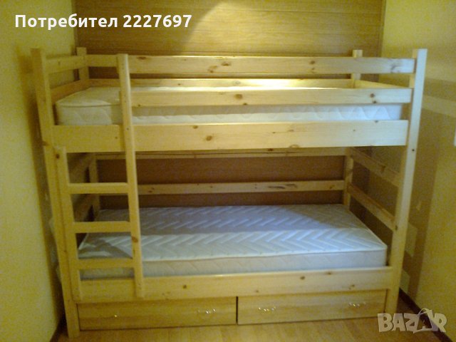 Легло двуетажно масив, снимка 1 - Спални и легла - 26860263