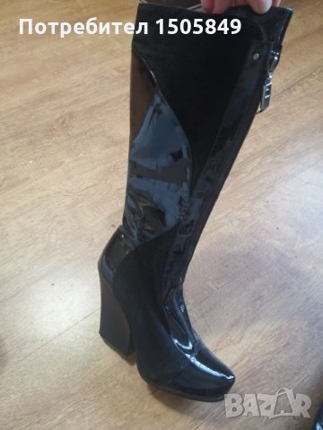 Ботуши от естествен лак и естествен велур , снимка 2 - Дамски ботуши - 27018825