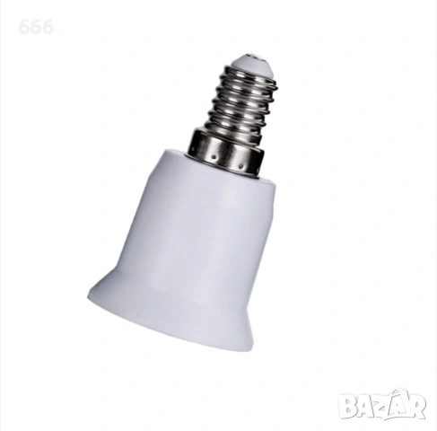 Комплект от 10 адаптера за гнезда E14 към E27, метал/пластмаса, бял, снимка 5 - Друга електроника - 53297451