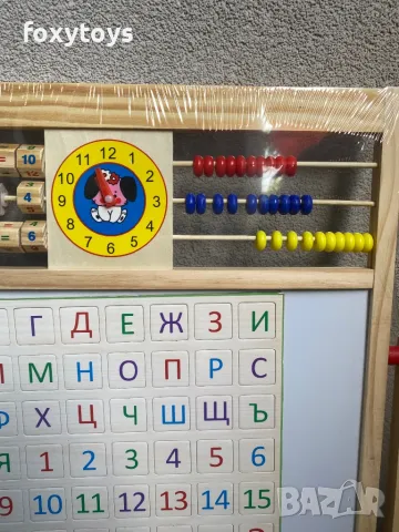 Дървена магнитна дъска със сметало, часовник и комплект магнитни букви и цифри, снимка 4 - Образователни игри - 50040917
