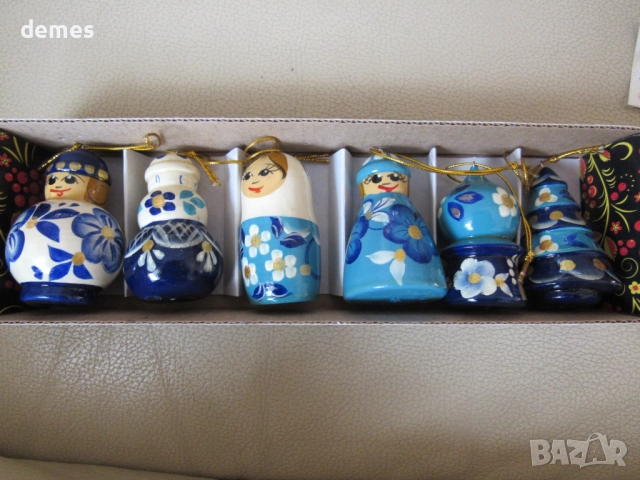 Сет 6 коледни играчки за елха -матрьошки, снимка 2 - Декорация за дома - 52880232