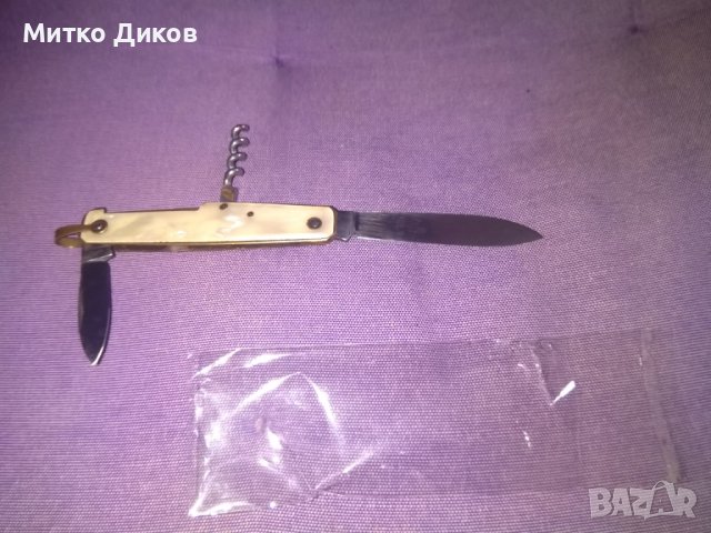  PRADEL марково ножче три части на френската армия седеф 81х65мм без луфт, снимка 1 - Ножове - 44048768