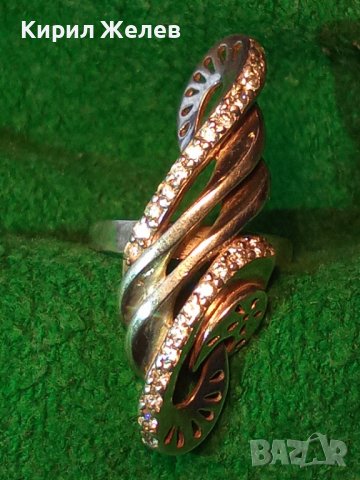 ЕЛЕГАНТЕН МОДЕН ПОЗЛАТЕН СРЕБЪРЕН ПРЪСТЕН СРЕБРО 925 с ФАСЕТИРАНИ ЦИРКОНИ ДИЗАЙНЕРСКО АРТ БИЖУ 34368, снимка 17 - Пръстени - 39507400